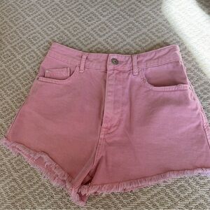 Zara Pink Frayed Hem Jean Shorts Size 4